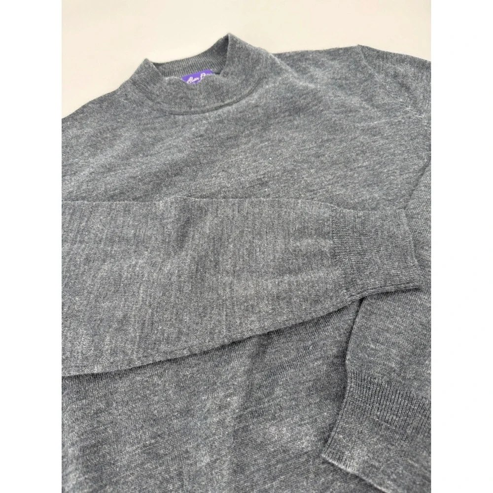 Alan Flusser Mens Merino‎ Wool Mock Neck Sweater Charcoal Gray Size M - Picture 6 of 6